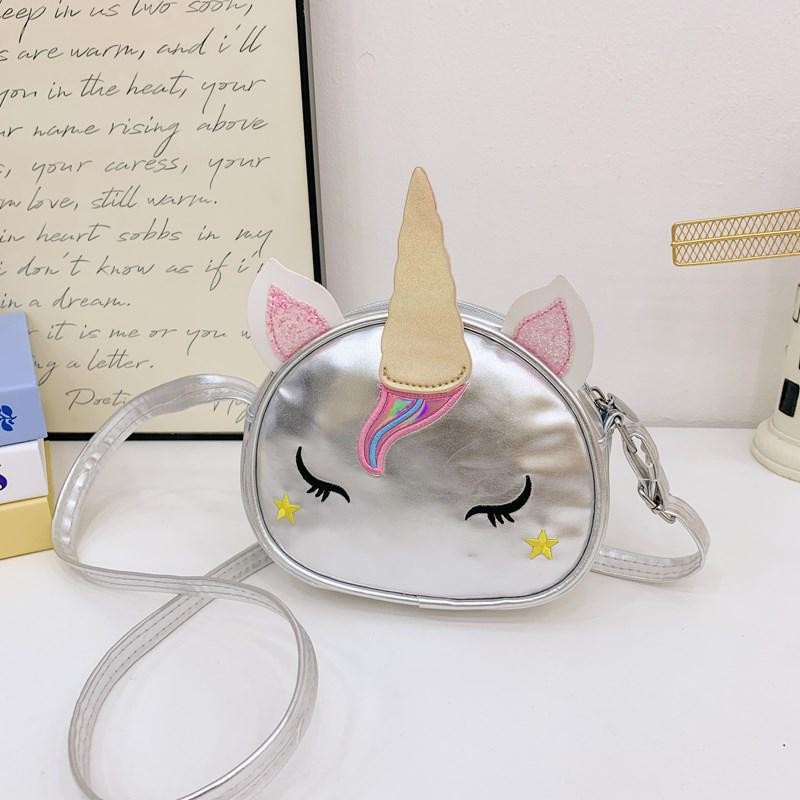 Iridescent Unicorn Cartoon Princess Crossbody Bag for Baby Girls
