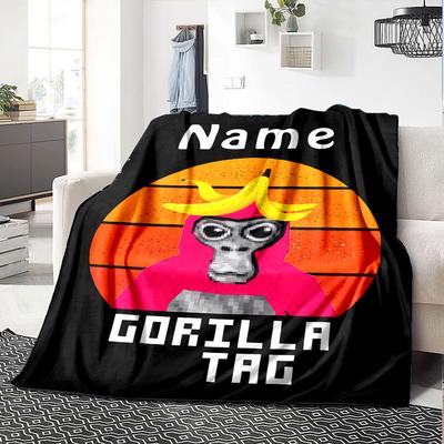 Customiz Name Personality Gorilla Tag  Blanket Soft &Warm Sofa Office Bed Travel Lunch Break Blanket, Gift Suitable All Seasons