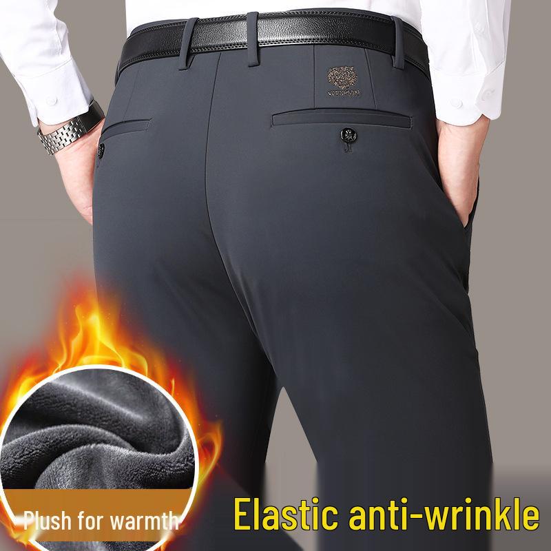 

Men s Embroidered Tiger Head Pants - Autumn/Winter, Thick Stretch, Straight-Leg, Wrinkle-Resistant Casual Business Wear Size 36 // 2.9-foot waist