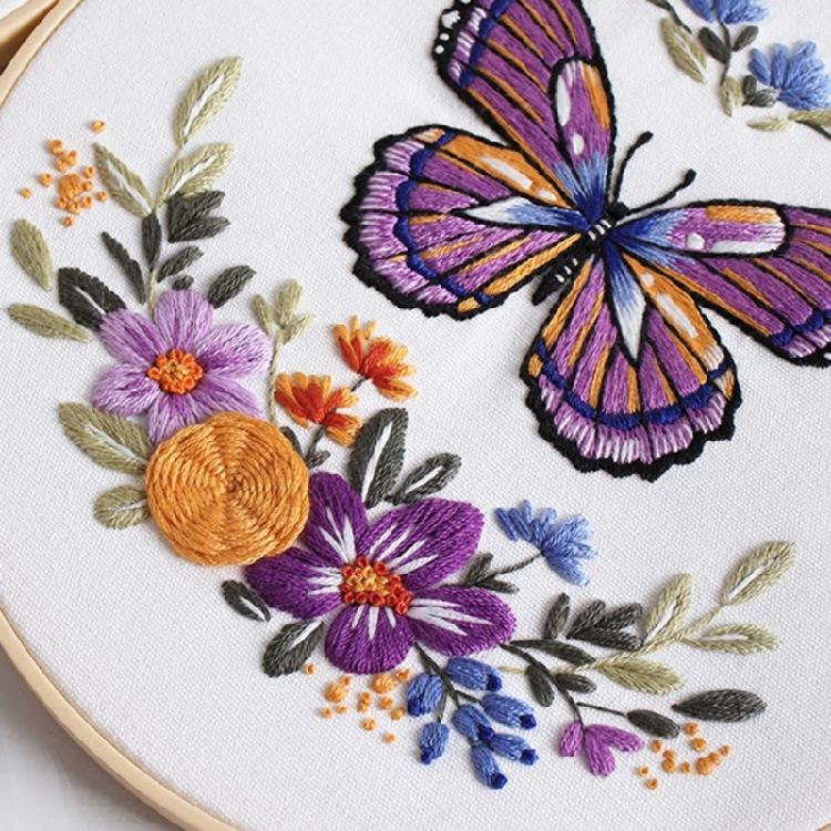 Sewing Kits Embroidery Kits with Butterfly Floral Pattern Handmade Butterfly Floral Embroidery Starter Kits for Woman