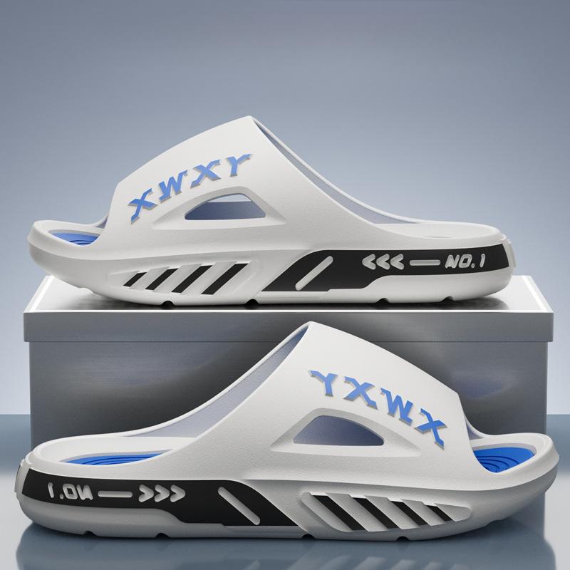 Men Slippers Non-slip Bathroom Slippers Home Shoes Open Toed Thick Soft Sole Breathable Comfort Flat Platform Indoor Slippers