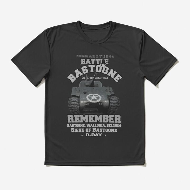 

1944 Normandy Siege of Bastogne DDAY Battle of Bastogne TShirt Short Sleeve Casual 100 Cotton ONeck Mens Tshirt Size S3XL S