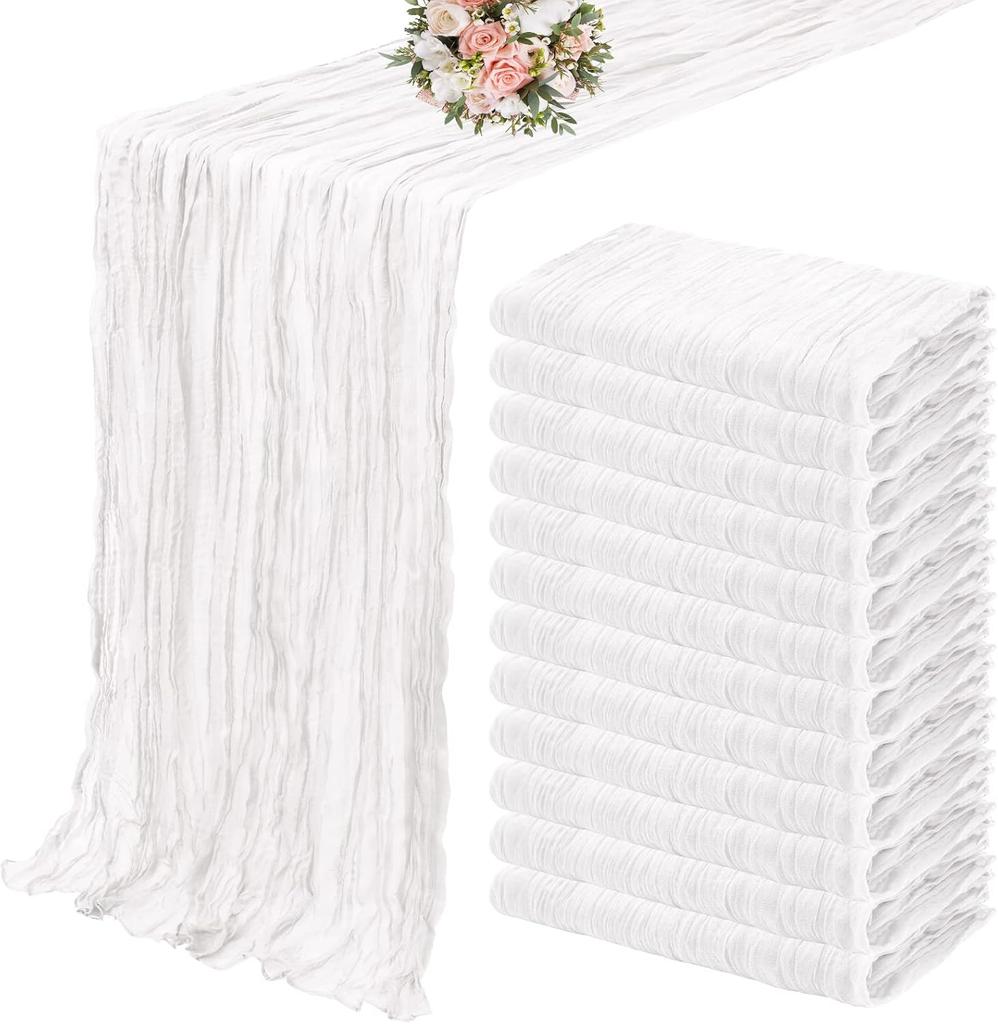 10PCS Terracotta Semi-Sheer Table Runner Gauze Cheesecloth Table Setting Dining Wedding Reception Events Christmas Fall Decor