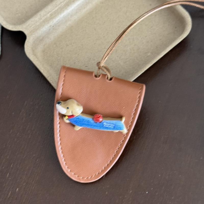 Cute Dog Hanging Neck Sunglasses Eyeglasses Storage Bag PU Leather Magnetic Glasses Clip Cover Travel Anti-lost Glasses Holder