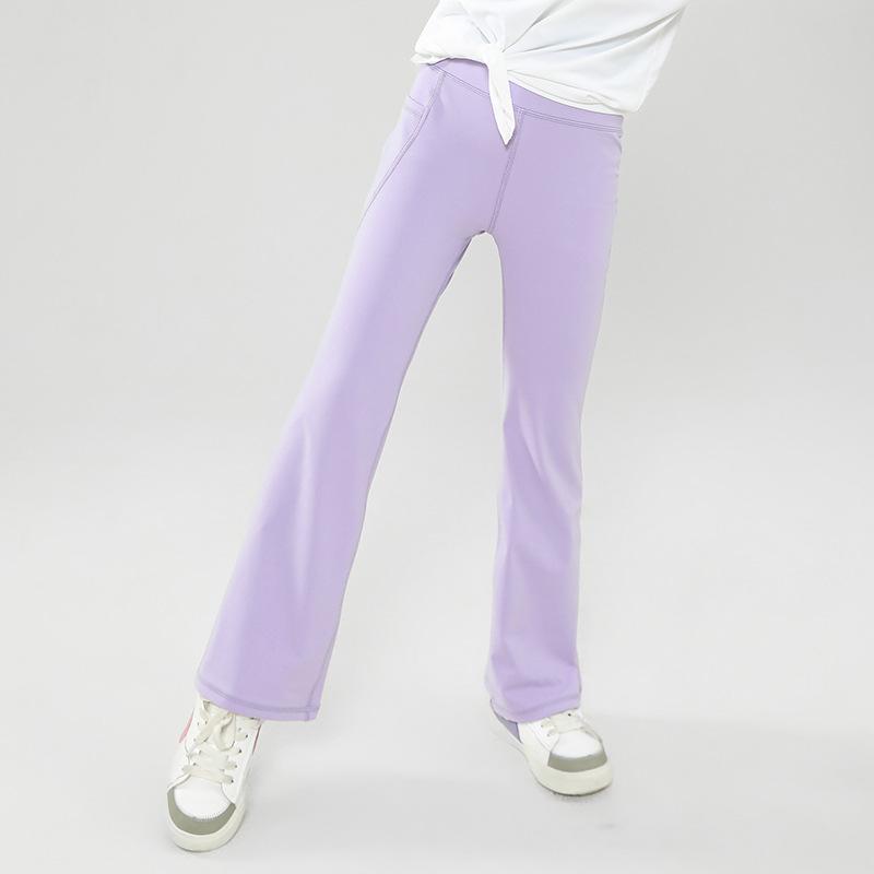 Girls High Elasticity Skin-Friendly Yoga Flare Pants 120 фиолетовый