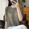 Women Knit T-shirt Summer Knitted Shirt Short Sleeve Tees O-neck Pullover Knit Tops Female