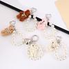 Fashionable Adorable Lovely Bear Keyring With Elegant Pearls Chain Accessory for Everyday Use and Special Occasions