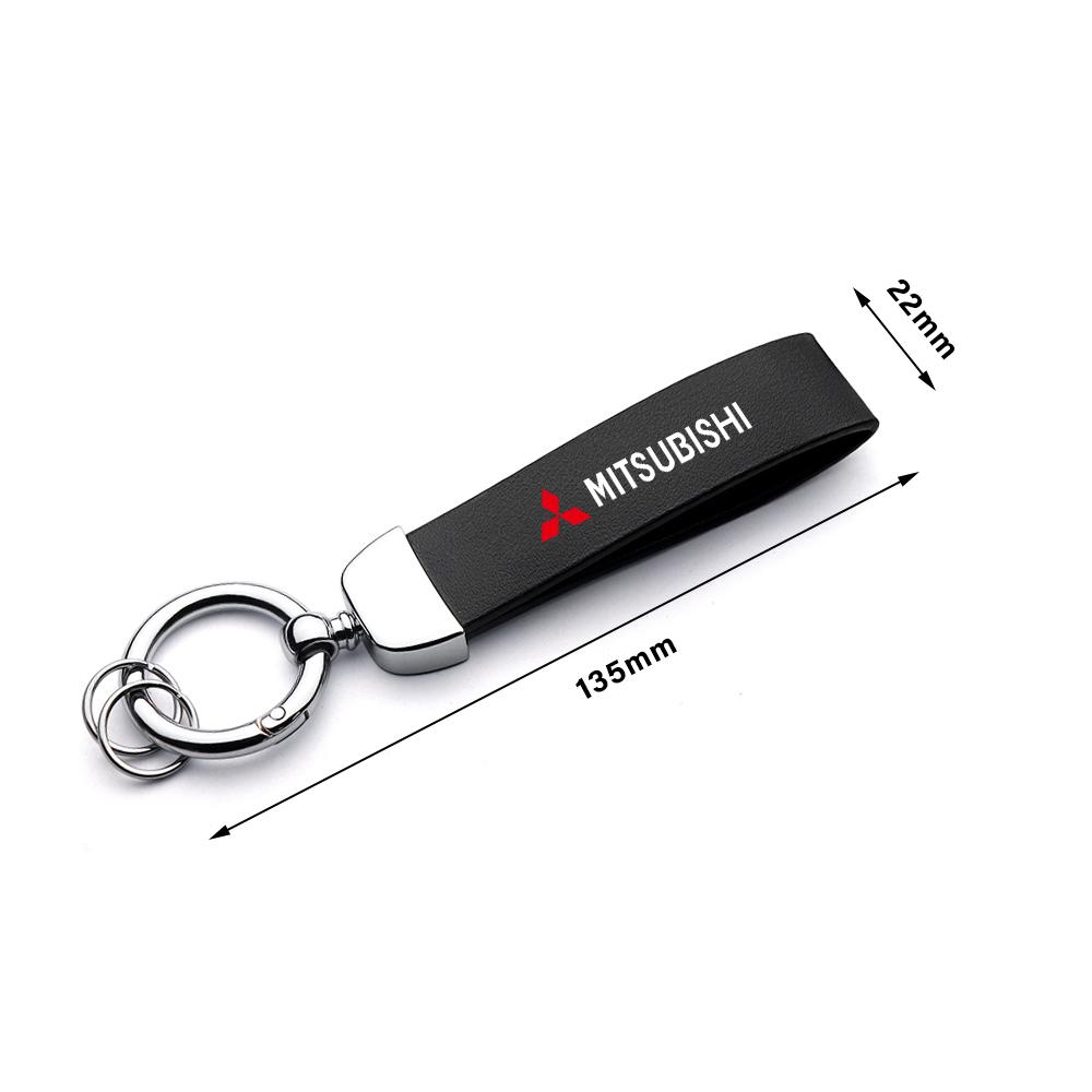Car Key Accessory New Metal Leather Emblem Keychain Key Ring Cover For Mitsubishi ASX Lancer Pajero Outlander L200 EVO Accessory