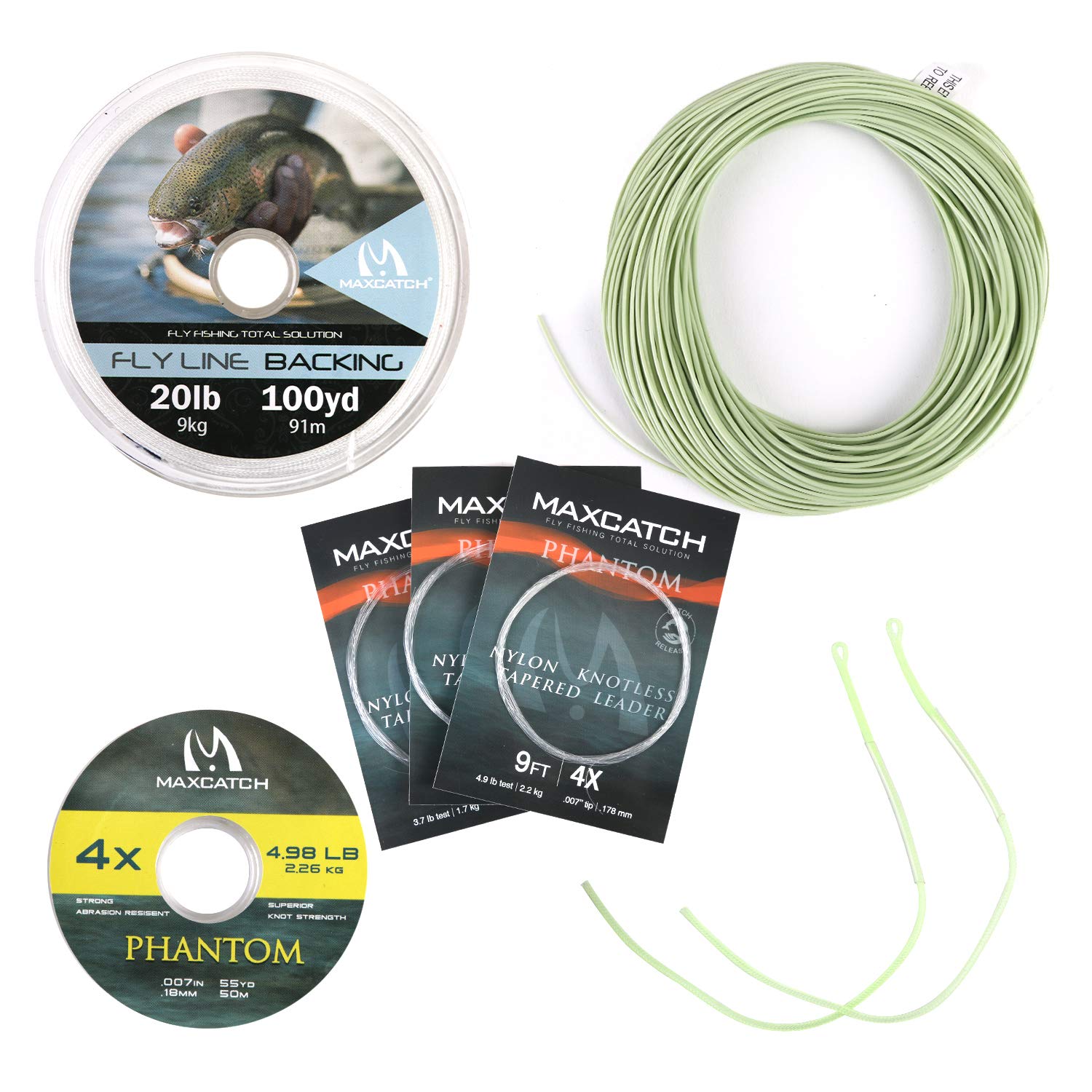Maxcatch WF Fly Line 100ft Teal Moss Green Combo Moss Yellow, Orange, Blue, (2F, 3F, 4F, 5F, 6F, 7F, 8F) (Line Green, WF5F)
