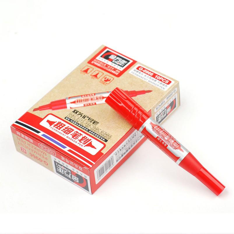 Dual-Tip Oil-Based Marker: Waterproof & Fade-Resistant, Thick & Thin Tips in Black, Red, Blue - Ideal for Logistics