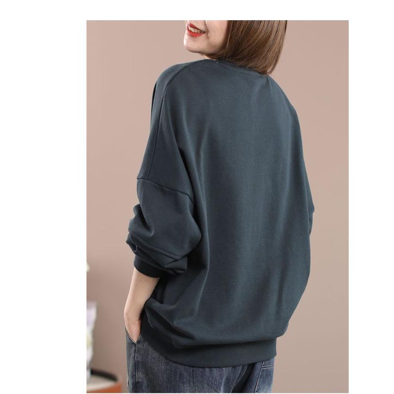 Bawełniana bluza damska Wiosna Jesień Nowy Koreański styl Luźny z nadrukiem misia Wszechstronny top Modny