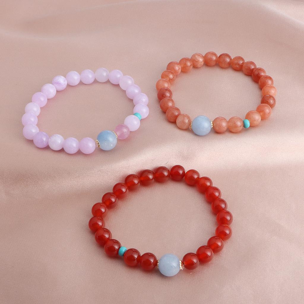 Bracelet Natural Stone Purple Lithium Sunstone Powder Crystal Bracelet Single Ring Bracelet Versatile Guochao Fashion
