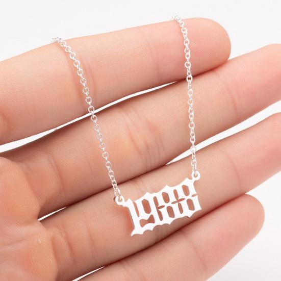 1980-2019 Doğum Yılı Numarası Charm Kolye Paslanmaz Çelik Zincir Kolye Takı
