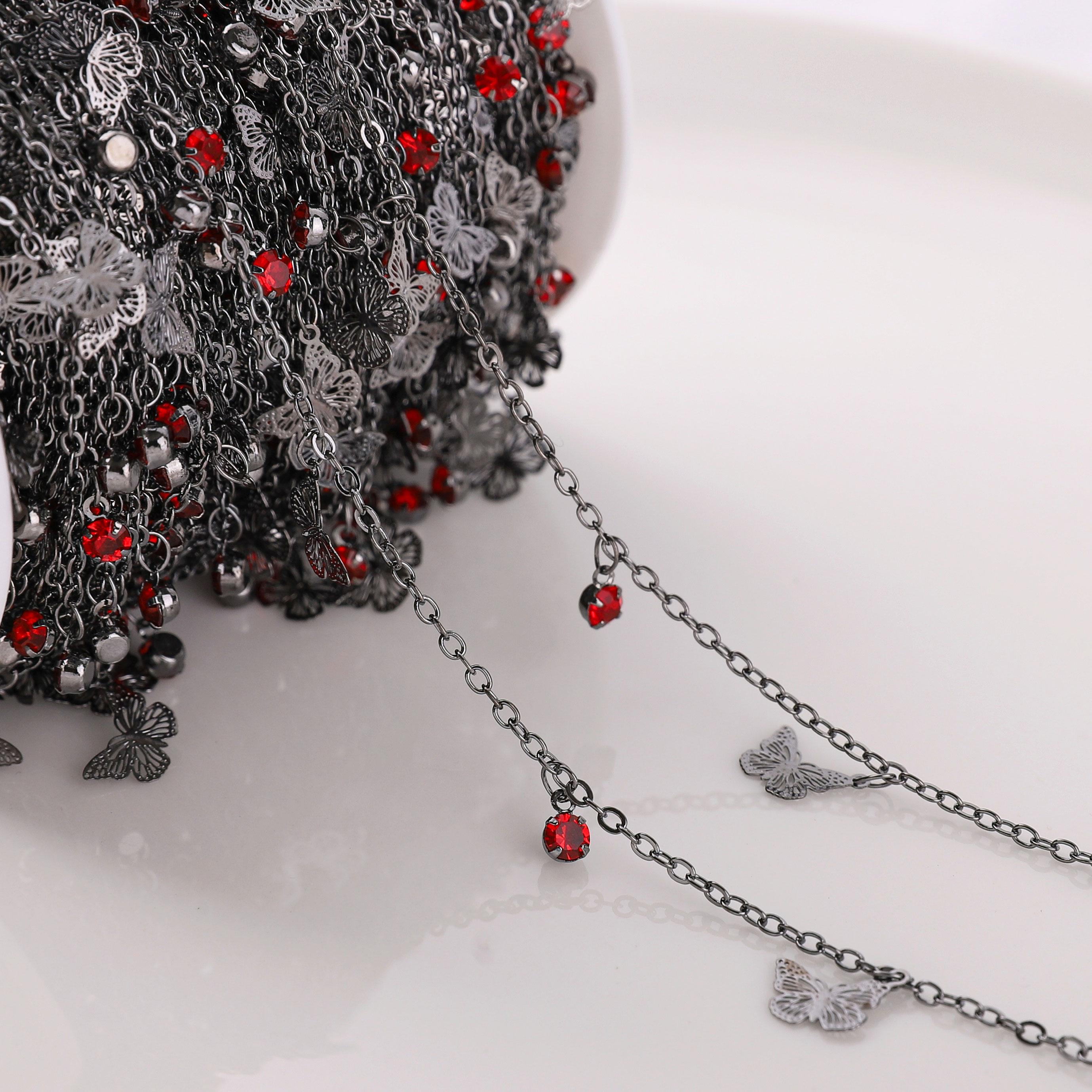 

Цепочка «Красный бриллиант» цвета меди с бабочками для изготовления ювелирных изделий 50cm золотистый