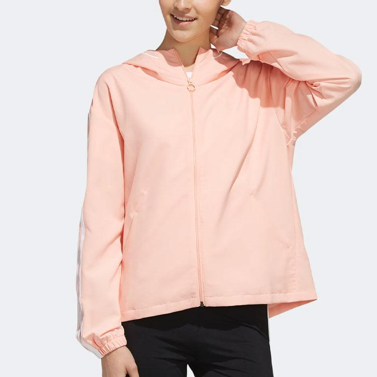 Adidas Neo Solid Color Classic Three Stripe Zip-Up Hoodie Women Jacket Pink EI4269