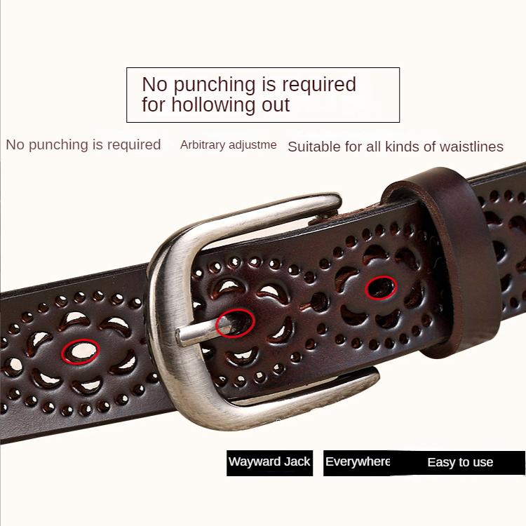 Mai Mult. Curea din piele din piele naturală ocazional versatilă cureaua cu goluri pentru femei, decorativă fină, simplă, la modă, cu cataramă, curea pentru pantaloni pură