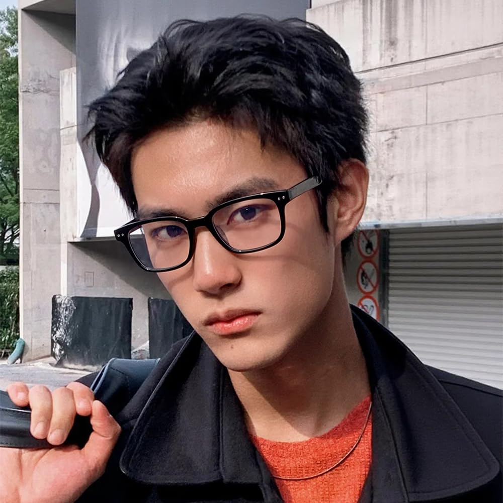 Blue Light Blocking Fashion TR Plate Computer UV Brown B1589 [FEISEDY] Glasses, Stylish, Women's & Men's Glasses, Rectangle, Frame, Temples, Glasses,