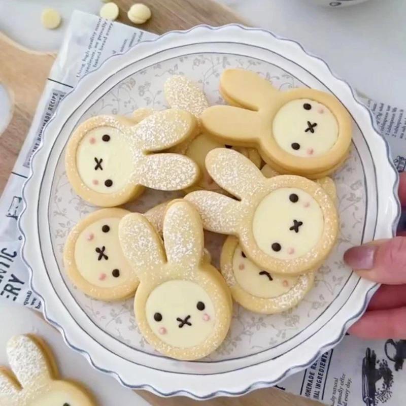 Cartoon Long-eared Rabbit Shape Cookie Cutter Mold Easter Bunny Cookie Cutting Mould Fondant Cake Decoration Kitchen Accessories