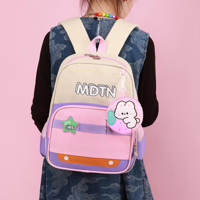 School bag fashionable new light children's backpack large capacity color matching student backpack spine bag