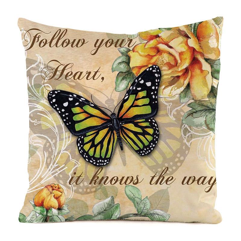 Colorful Countryside Butterfly Digital Printing Short Plush Pillow Covers For Car Sofa Office Cushion Cover Home Goods