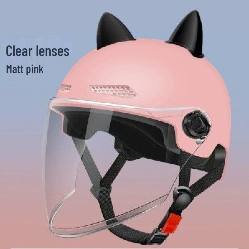 3C Certified Unisex Cat Ear Electric Bike Helmet, Sun Protection, All-Season Safety