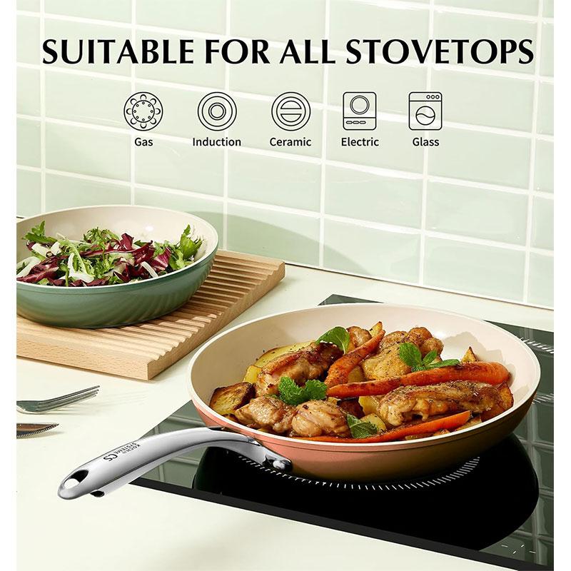 Nonstick Ceramic Frying Pan 8 Inch Omelet Pan Skillet Stainless Steel Handle Chef's Pan Induction Compatible Frying Pan