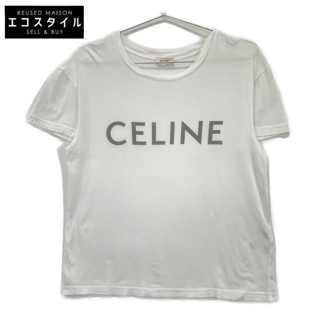 CELINE X237370E White Logo Print T-Shirt dress XS purpleUsed