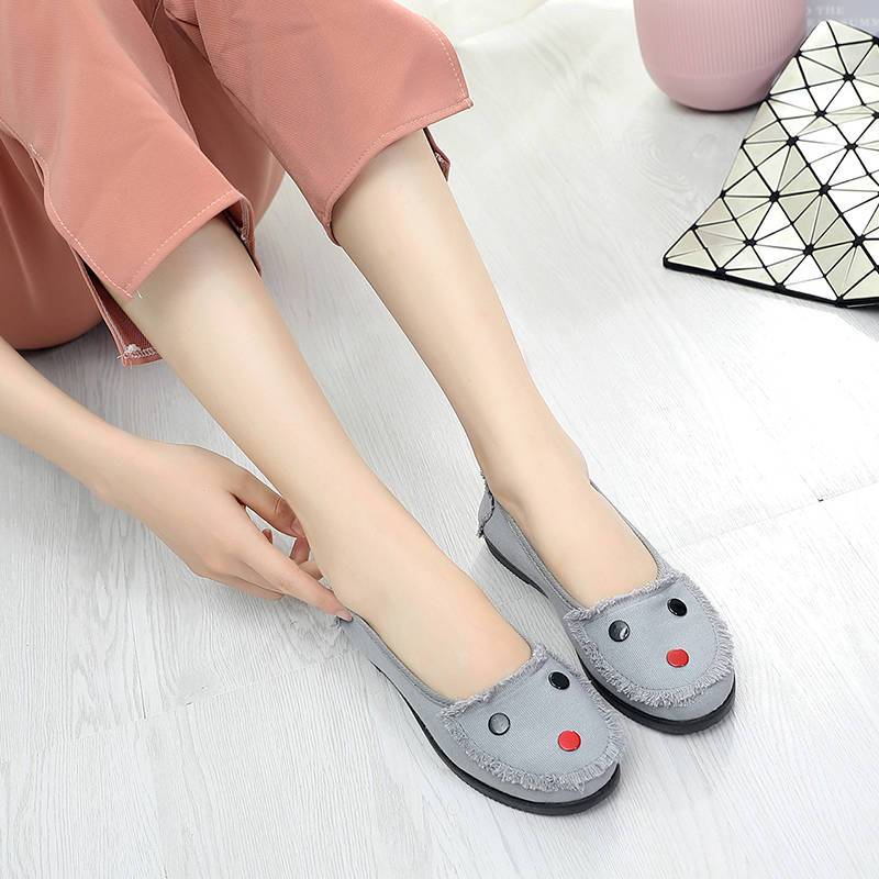 Pantofi de pânză cu fund plat Femei, respirabil, talpă moale, timp liber, gură mică, pantofi de lucru, stil simplu, casual, primăvară, vară