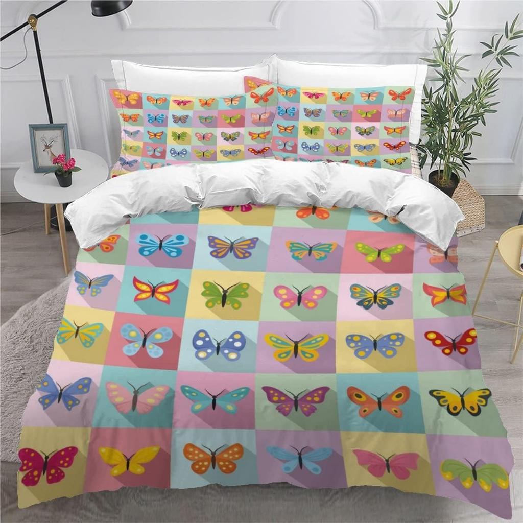 3D Printed Boutique Bedding Set Cartoon Animal 3-Piece Set for Children and Adults Full Size Soft 100% Microfiber Zipper
