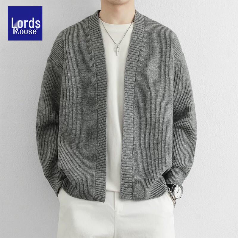 Cardigan lavorato a maglia con zip oversize stile americano da uomo Loz