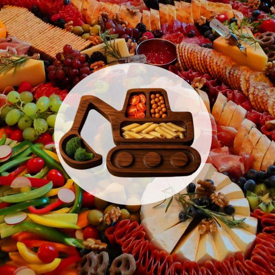 Wooden Serving Tray Vehicle Charcuterie Platter Cookie Display Tray for Cold Cuts Cheeses Fruits Nuts Fun Party Tray
