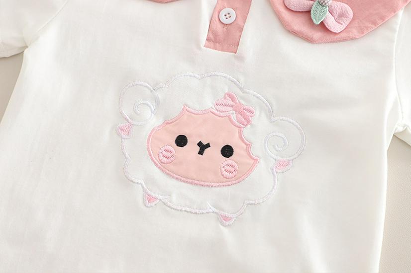 Korean Summer Baby Girl Doll Collar Short Sleeve Outfit Set