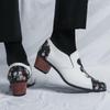 Men's Ethnic Style Autumn Floral Leather Shoes - Pointed Toe, Increased Height, Large Size, Formal & Casual, European & American Design.