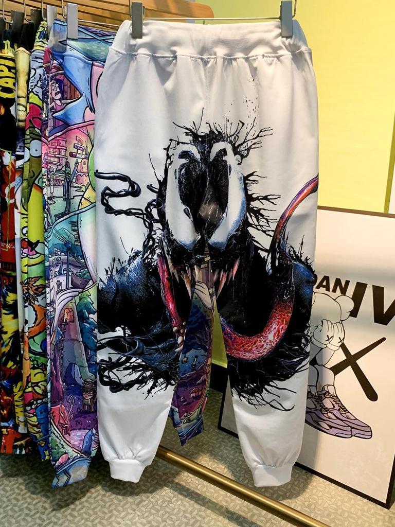 Set mikiny s kapucí a kalhot s digitálním potiskem Žralok Venom - Unisex Podzimní/Zimní Edice pro Pár