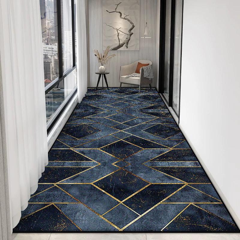 Luxury Geometric Long Corridor Carpet Stairs Passageway Non-slip Runner Rugs Decor Home Living Room Aisle Foot Mat Customizable