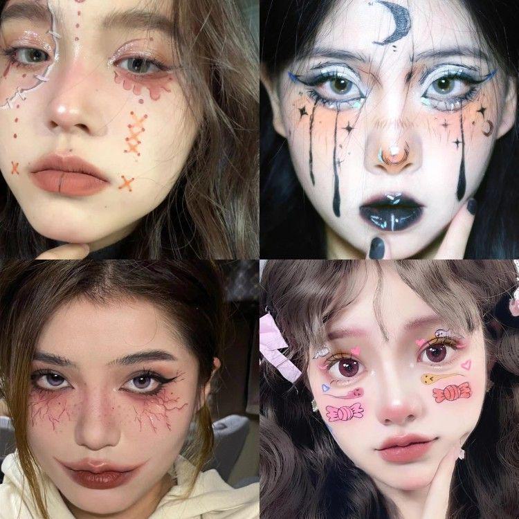Halloween Kids' Waterproof Cartoon Tattoo Stickers - Cute Pumpkin, Ghost, and Skull Designs for Face Makeup