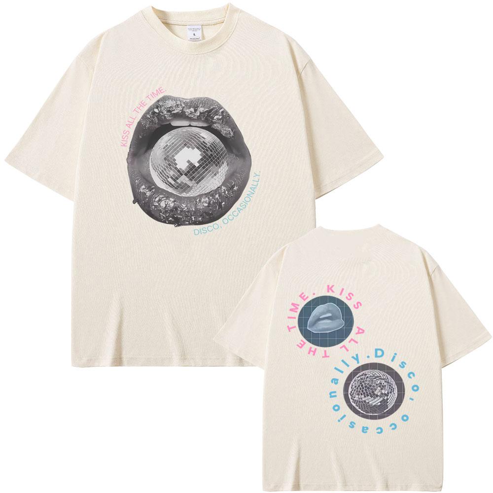 Kiss All The Time Disco Occasionally Graphic Tshirt Men Women Clothing Fashion Oversized T Shirt Male Hip Hop Retro Streetwear
