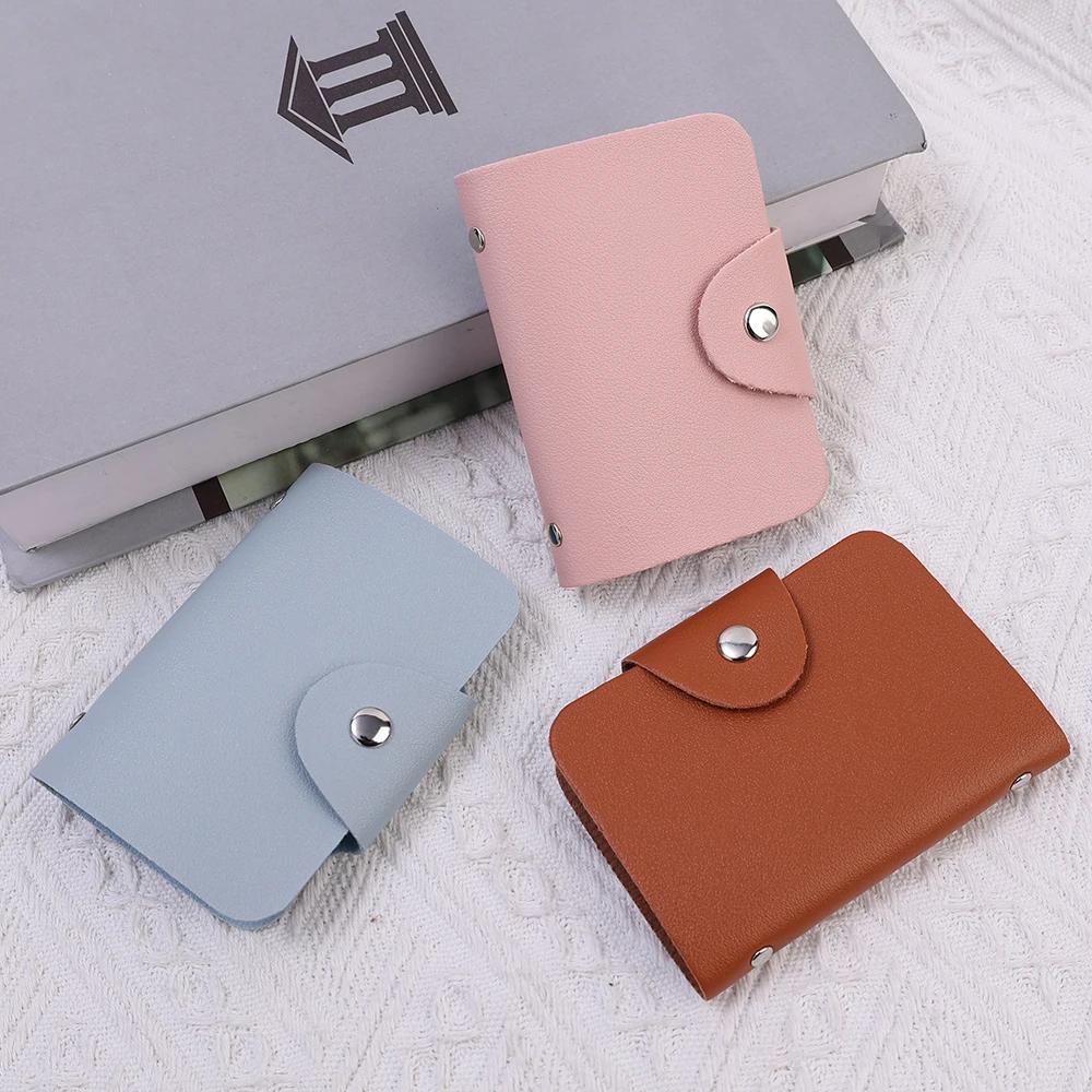 Nouveau Porte-Cartes pour Embouts à 24 Emplacements Sac Simple Couleur Unie Pochette pour Femmes Hommes Organisateur de Cartes de Crédit ID Portefeuille Porte-Cartes en Cuir