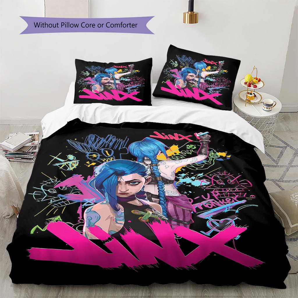 Jinx Pattern Bedding,Quilt Set Quilt Cover Pillowcase Home Birthday Gift (1 * Duvet Cover + 2 * Pillowcase, Without Core)