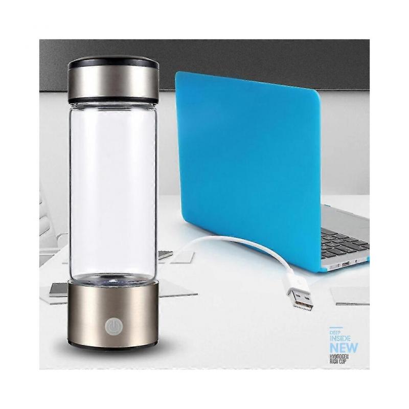 (Silver)Glass Rich Hydrogen Water Cup Large-Capacity Sports Water Bottle for Camping Hiking