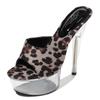 Ladies Stiletto Shoes Sexy Catwalk Model Leopard Print Crystal Shoes 190 Series 15cm Heel 4.5cm Platform LFD