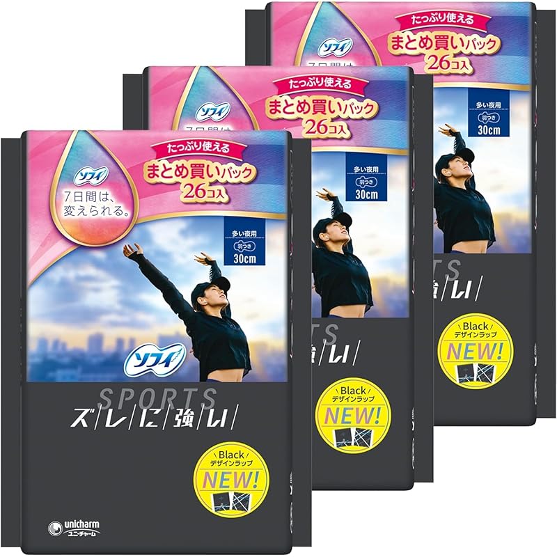 

[Bulk purchase] Sophie sports SPORTS For many nights with wings 30cm 78 pieces (26 pieces x 3 pieces set) (Sanitary products napkin)