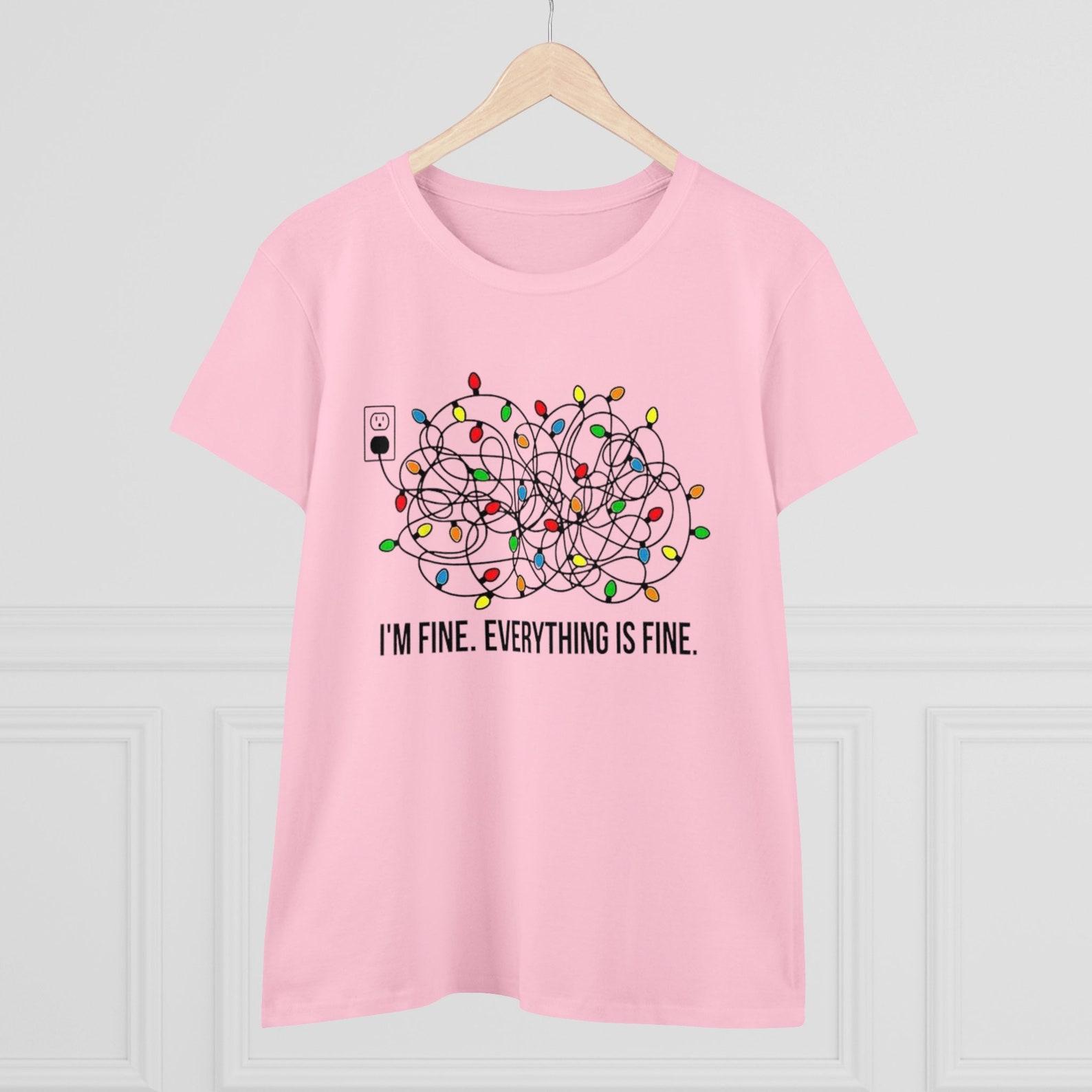 I m Fine Christmas Lights T-Shirt - Women s Holiday Tee S