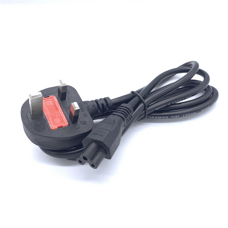 UK 3-Pin Laptop Adapter Charging Cable with Clover Tail Plug 1.5m 0.3 sqmm UK Standard Clover Tail