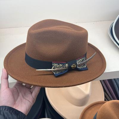Chapeau Haut-de-Forme Rétro en Feutre de Laine de Haute Qualité Européen et Américain Mode Homme Haut de Gamme Plume Chapeau de Chevalier pour Enfant