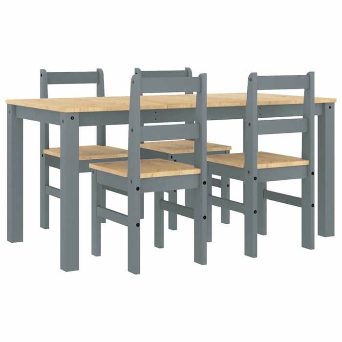 VidaXL Ensemble à manger Panama 5 pcs gris bois de pin massif, ensemble de table à manger, table et chaises de cuisine, 3345180