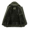 Men's Hooded Military-Style Washed Cotton Jacket with Velvet Lining