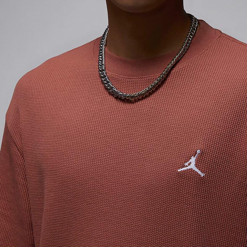Jordan Essentials Solid Waffle Knit Casual Sweatshirt Men Tops Orange FD7462-810