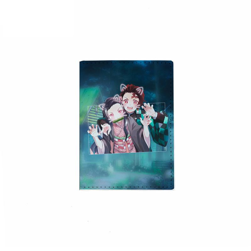 Japanese Anime Demon Slayer Passport Cover Unisex Students Travel Passport Holder Wallet Women Leather Credit Card Holder Case