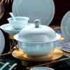 Jingdezhen Porcelain Tableware: Yingqing Linglong Underglaze Bowl & Plate Set - Easy To Clean, High-White, Gift-Ready.